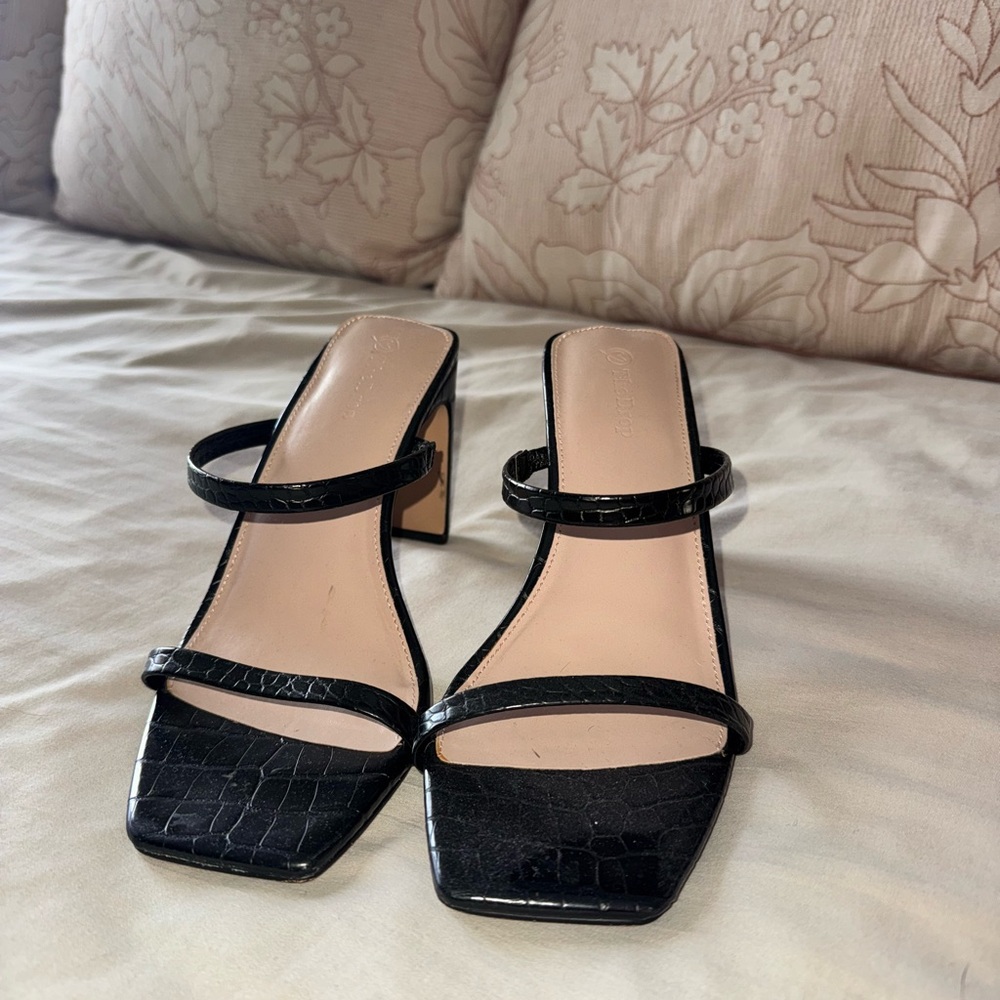 Black strappy heels